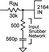 SSM2164 input snubber circuit
